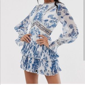 ASOS blue and white mini tea dress